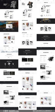 简约至上 黑白风格网站图文版式设计模板